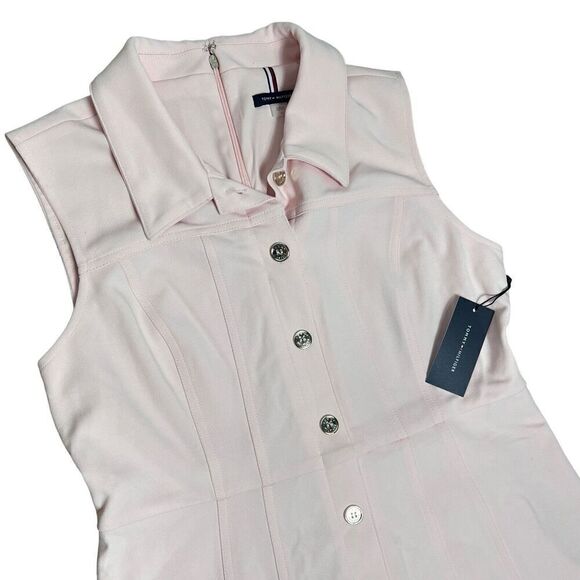 Tommy Hilfiger Dress Women’s 12 Pink A Line Button Up Collared Sleeveless - Picture 9 of 9
